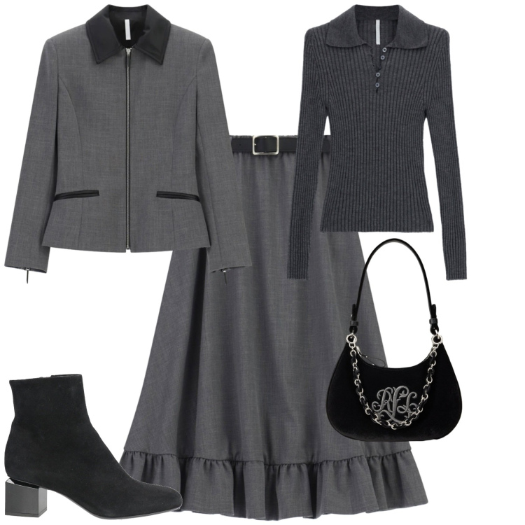 Outfit donna - Minimal chic ufficio serata. Stile Minimal per Ufficio. Abbinamento con gonne longuette, cappotti, maglieria, borse a spalla, stivaletti.