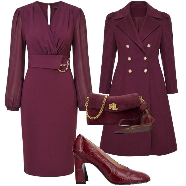 Outfit donna - Invitata importante. Stile Chic per Cerimonia. Abbinamento con borse a tracolla, vestiti midi/longuette, cappotti, décolleté.
