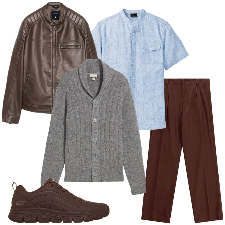 Outfit uomo - Total look #2486610. Stile Casual per Tutti i giorni. Abbinamento con pantaloni, giacche, camicie a manica corta, cardigans, sneakers.