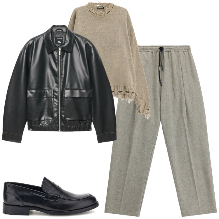 Outfit uomo - Ottobre. Stile Urban per Tutti i giorni. Abbinamento con pantaloni, maglieria, giacche, scarpe stringate.