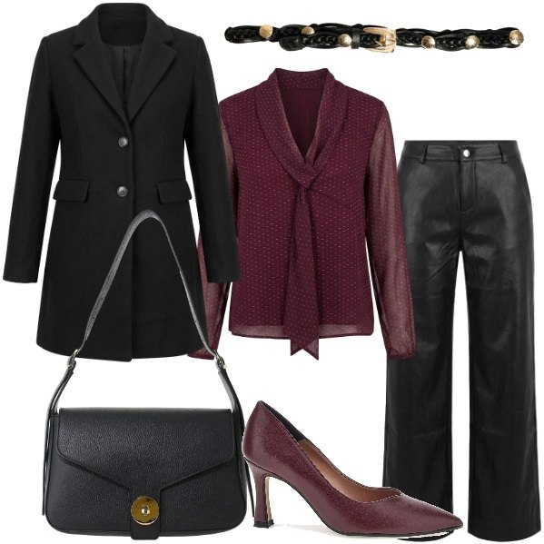 Outfit donna - arte di abbinare gli opposti. Stile Glamour per Serata fuori. Abbinamento con borse a spalla, bluse, cappotti, pantaloni, cinture, décolleté.