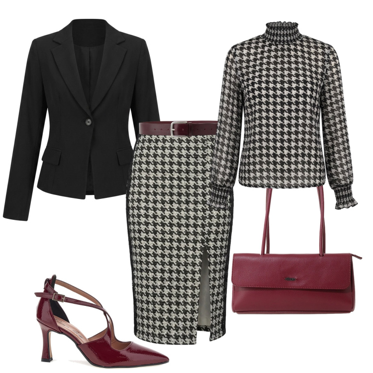 Outfit donna - Impeccabile Emily. Stile Bon Ton per Tutti i giorni. Abbinamento con borse a spalla, cinture, bluse, gonne lunghe, blazer, décolleté.
