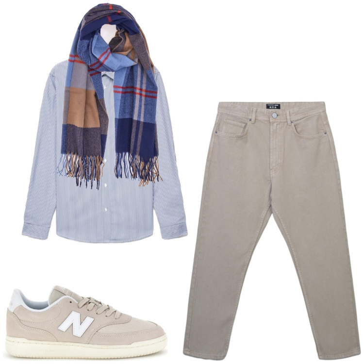 Outfit uomo - Total look #2486852. Stile Casual per Tutti i giorni. Abbinamento con jeans, camicie, sciarpe, sneakers.