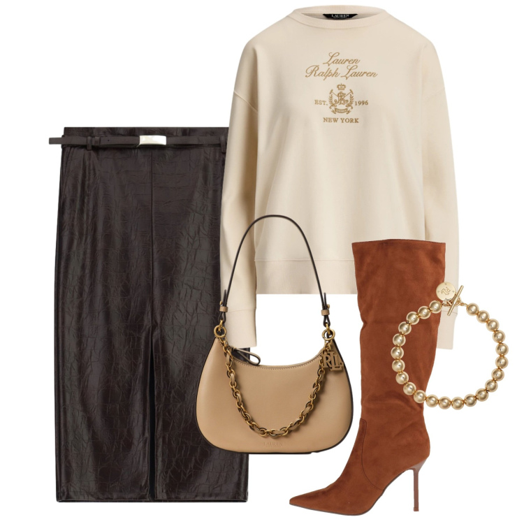 Outfit donna - Mix and match ad ottobre - @laurafo. Stile Chic per Serata fuori. Abbinamento con gonne longuette, braccialetti, borse a spalla, pullovers, stivali.