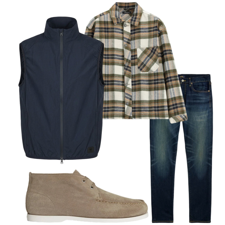 Outfit uomo - Maglieria e layering. Stile Urban per Tutti i giorni. Abbinamento con camicie, jeans, scarpe stringate, gilet.