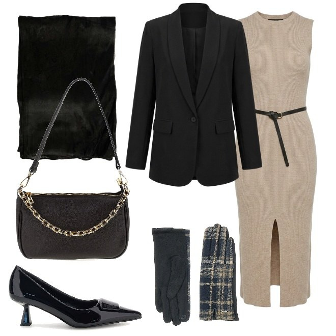 Outfit donna - la cena di famiglia. Stile Bon Ton per Serata fuori. Abbinamento con vestiti midi/longuette, blazer, stole, borse a mano, guanti, décolleté.