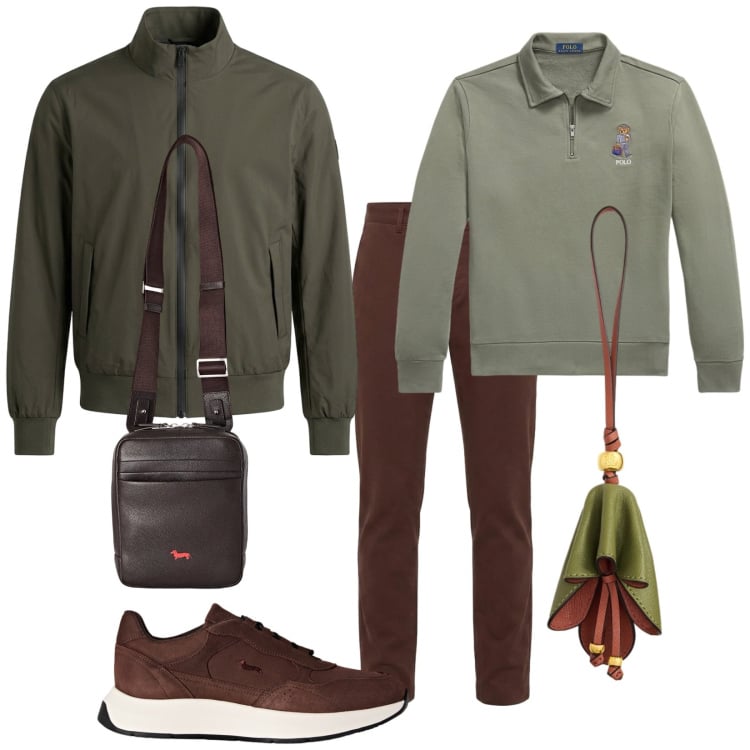 Outfit uomo - Boscoso. Stile Trendy per Tutti i giorni. Abbinamento con sneakers, pantaloni, borse sportive, portachiavi, felpe, bomber.