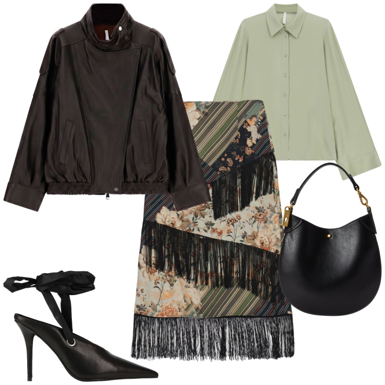 Outfit donna - Sofisticata. Stile Glamour per Serata fuori. Abbinamento con camicie, gonne longuette, giacche, pochette, décolleté.