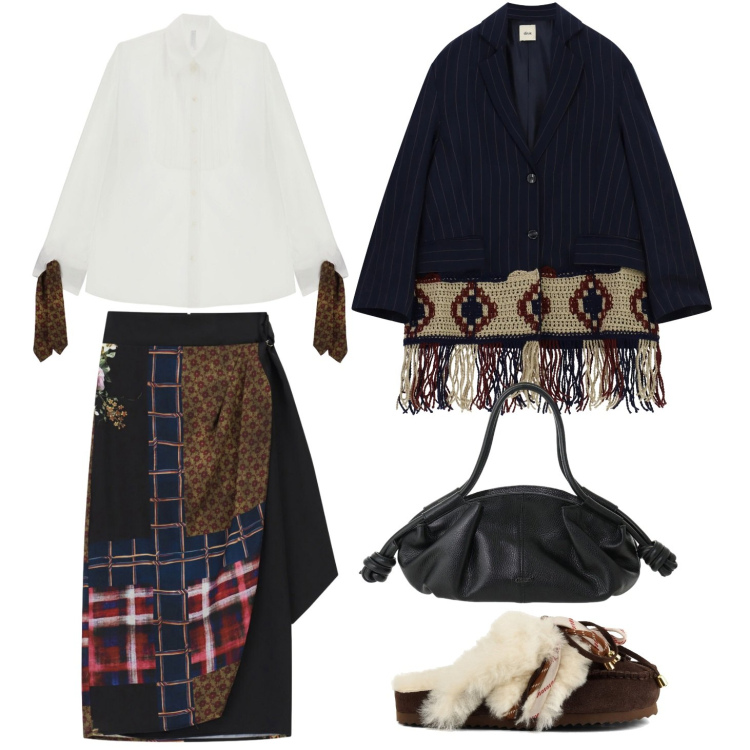 Outfit donna - Cioccolata con panna. Stile Boho per Tutti i giorni. Abbinamento con gonne longuette, camicie, blazer, borse a mano, sabot.