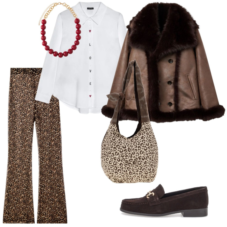 Outfit donna - Love. Stile Casual chic per Tutti i giorni. Abbinamento con giacche, pantaloni, camicie, collane, mocassini, borse a spalla.