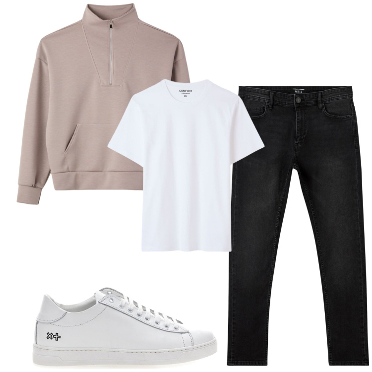 Outfit uomo - Total look #2487104. Stile Casual per Tutti i giorni. Abbinamento con jeans skinny, t-shirt, felpe, sneakers.