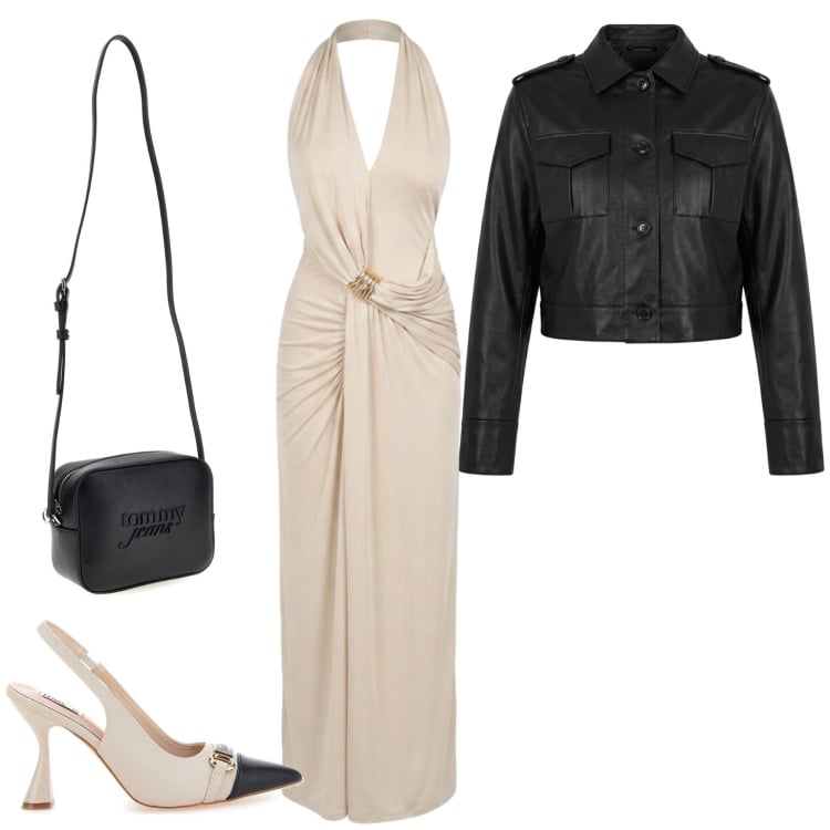 Outfit donna - Gli opposti si attraggono. Stile Chic per Cerimonia. Abbinamento con vestiti lunghi, bomber, borse a tracolla, décolleté.