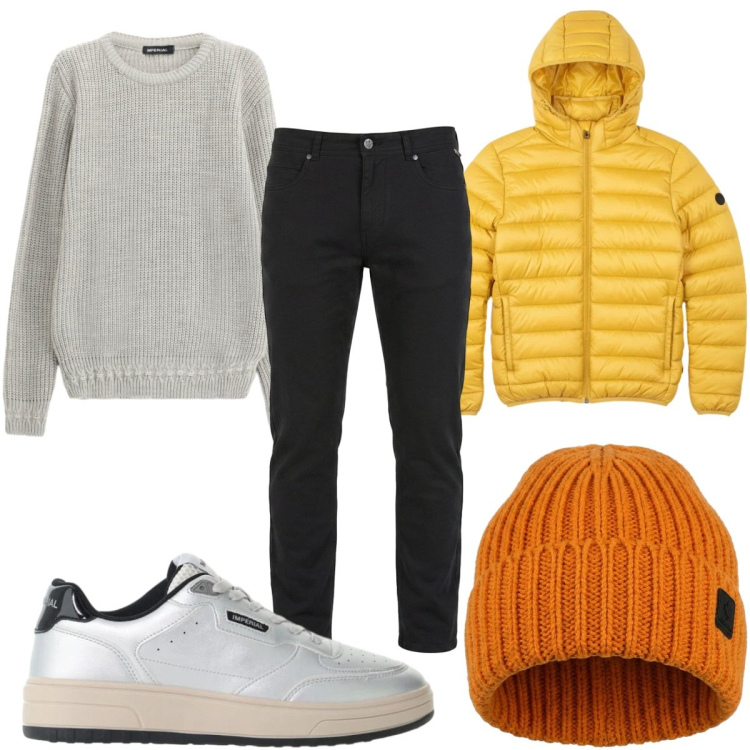 Outfit uomo - Total look #2487176. Stile Trendy per Tutti i giorni. Abbinamento con pantaloni, maglieria, sneakers, berretti, bomber.