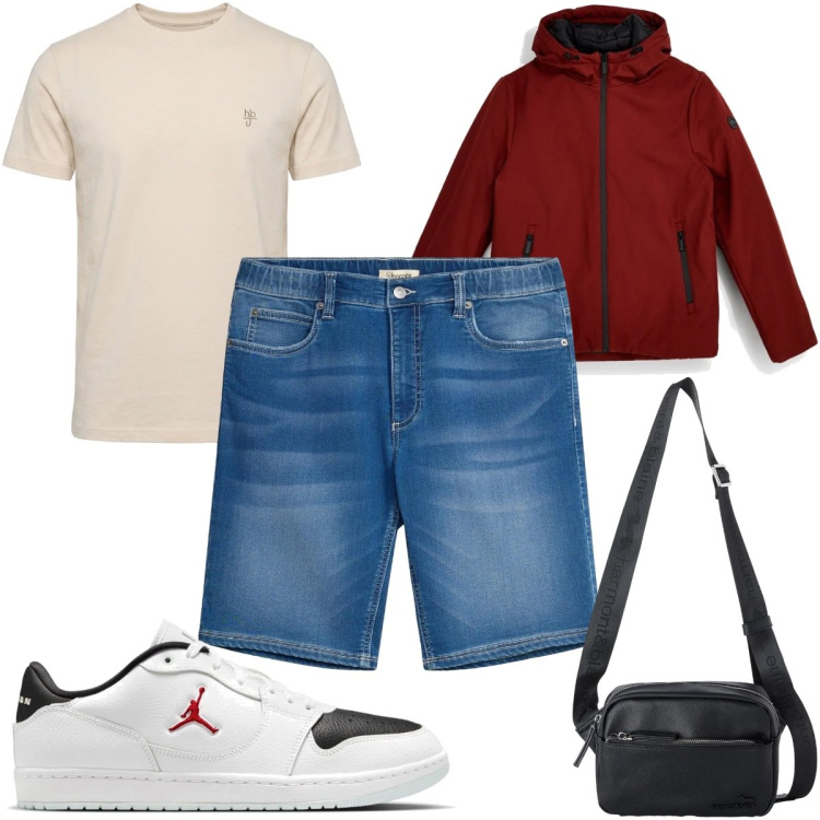 Outfit uomo - Total look #2487189. Stile Casual per Tutti i giorni. Abbinamento con borse sportive, t-shirt, giacche, bermuda, sneakers.