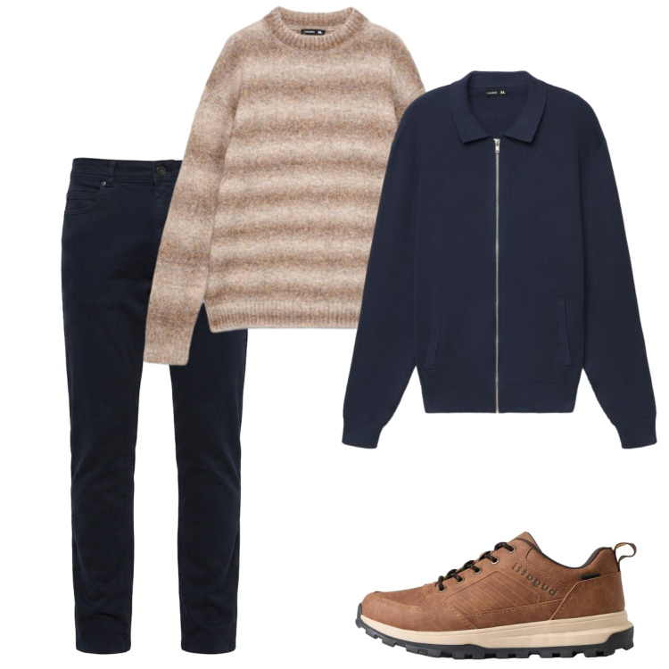 Outfit uomo - Melange. Stile Casual per Tutti i giorni. Abbinamento con pantaloni, felpe, maglieria, sneakers.