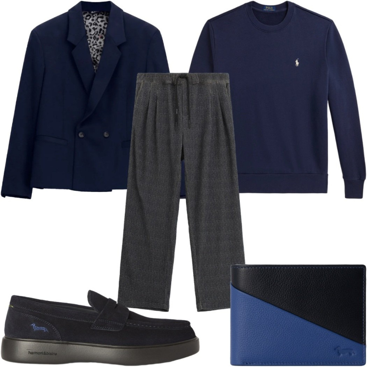 Outfit uomo - Total look #2487214. Stile Casual per Ufficio. Abbinamento con scarpe stringate, portafogli, giacche, pantaloni, felpe.