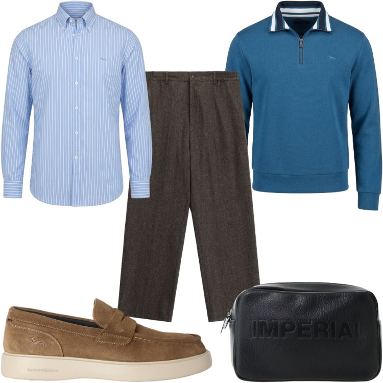 Outfit uomo - Total look #2487220. Stile Casual per Tutti i giorni. Abbinamento con scarpe stringate, camicie, felpe, pantaloni, portafogli.