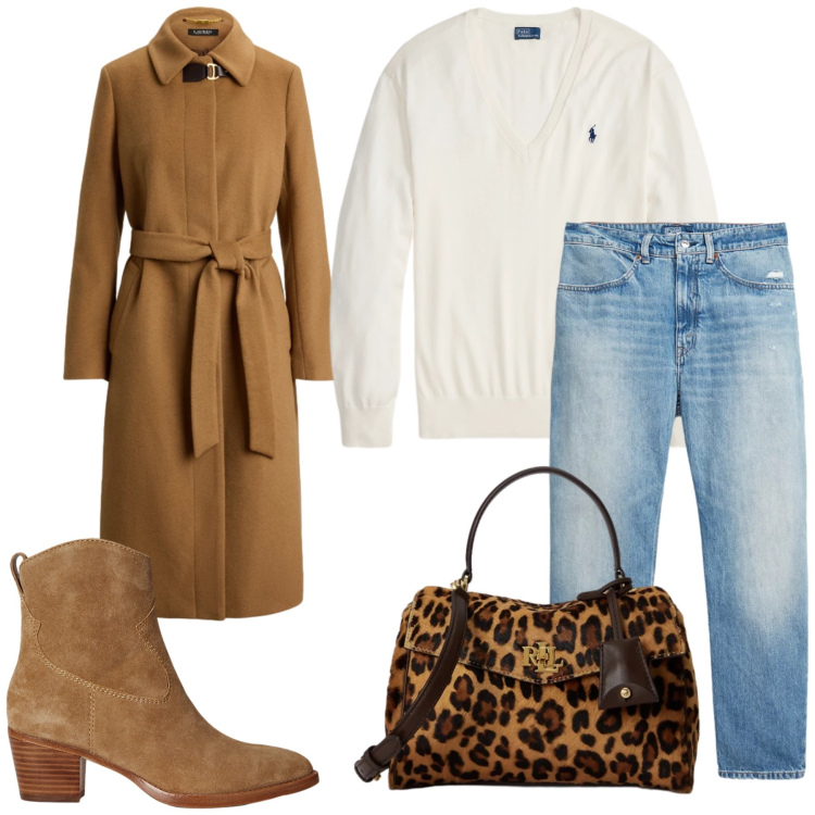 Outfit donna - Total look #2487282. Stile Chic per Tutti i giorni. Abbinamento con stivaletti, cappotti, jeans, maglieria, borse a mano.