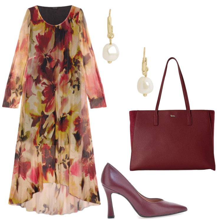 Outfit donna - Total look #2487300. Stile Romantica per Cerimonia. Abbinamento con shopping bag, vestiti lunghi, orecchini, décolleté.