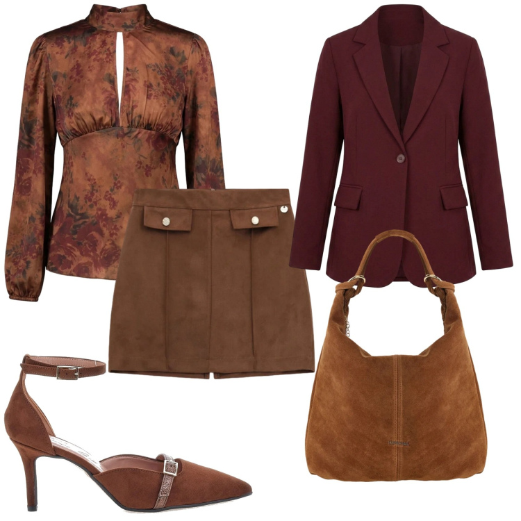 Outfit donna - Total look #2487328. Stile Casual chic per Ufficio. Abbinamento con borse a spalla, minigonne, blazer, bluse, décolleté.