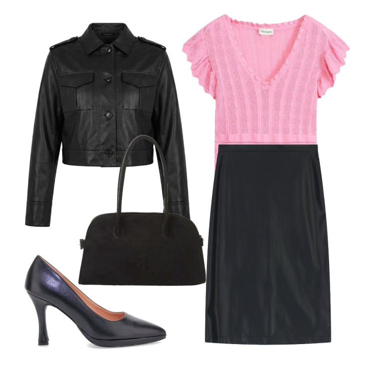 Outfit donna - Come Lorelai. Stile Casual chic per Ufficio. Abbinamento con gonne longuette, borse a spalla, bomber, t-shirt, décolleté.