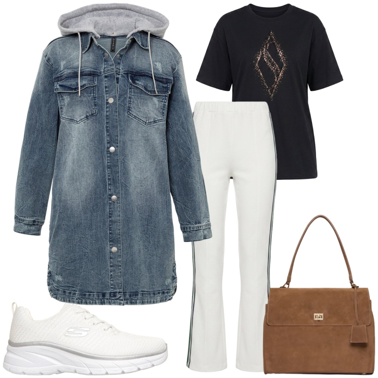 Outfit donna - Total look #2487434. Stile Sporty chic per Tutti i giorni. Abbinamento con pantaloni, borse a mano, blazer, sneakers, t-shirt.