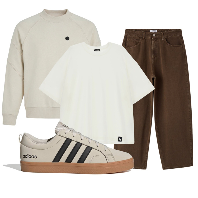 Outfit uomo - Toni della terra. Stile Casual per Tutti i giorni. Abbinamento con t-shirt, pantaloni, sneakers, felpe.