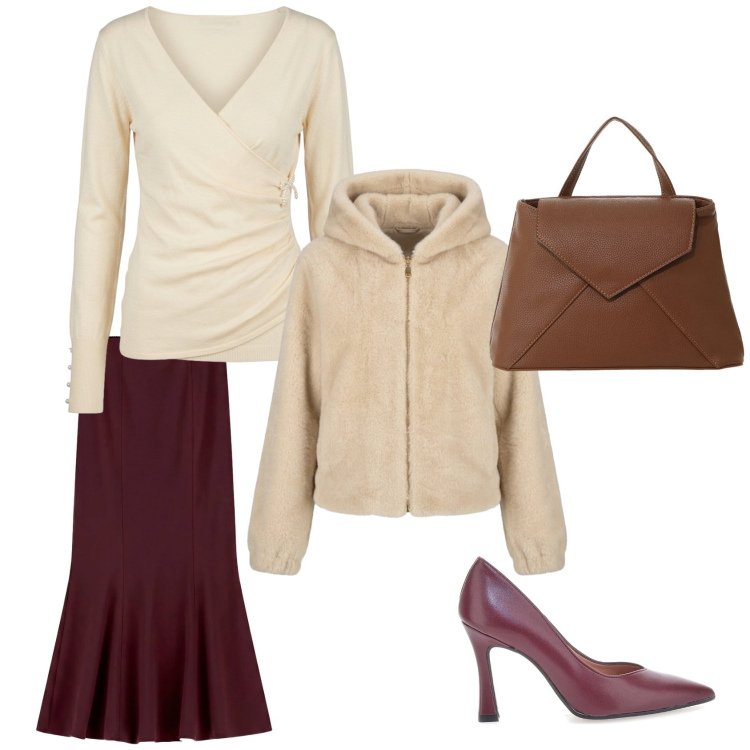 Outfit donna - Gli opposti si attraggono. Stile Glamour per Tutti i giorni. Abbinamento con borse a mano, gonne lunghe, t-shirt, blazer, décolleté.