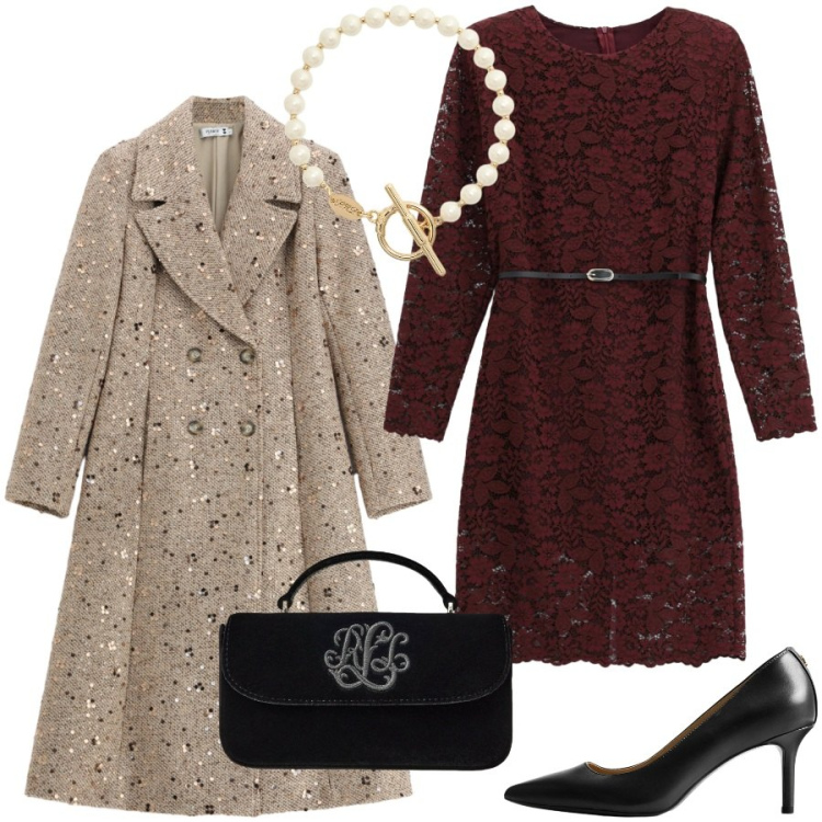 Outfit donna - Classica bon ton. Stile Bon Ton per Serata fuori. Abbinamento con vestiti midi/longuette, décolleté, braccialetti, borse a mano, cappotti.