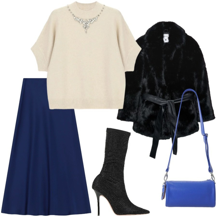 Outfit donna - Total look #2487570. Stile Romantica per Serata fuori. Abbinamento con borse a tracolla, gonne lunghe, maglieria, stivali, trench.