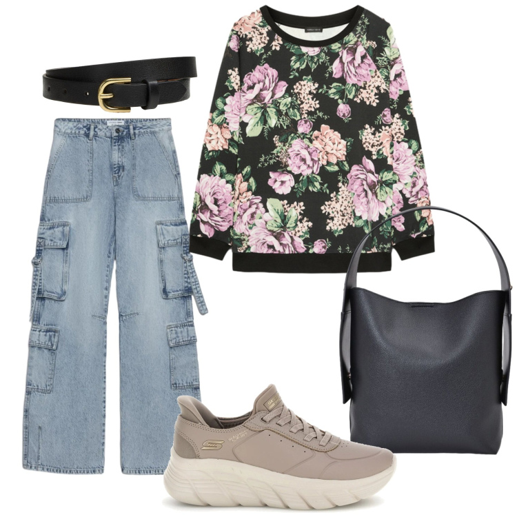 Outfit donna - Total look #2487581. Stile Romantica per Scuola/Università. Abbinamento con felpe, borse a spalla, jeans, cinture, sneakers.