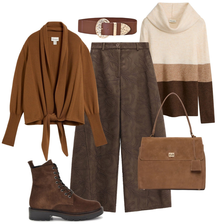 Outfit donna - Weekend “avvolgente” -@mikytwins. Stile Sporty chic per Tutti i giorni. Abbinamento con borse a mano, pantaloni a palazzo, cinture, cardigans, anfibi, pullovers.