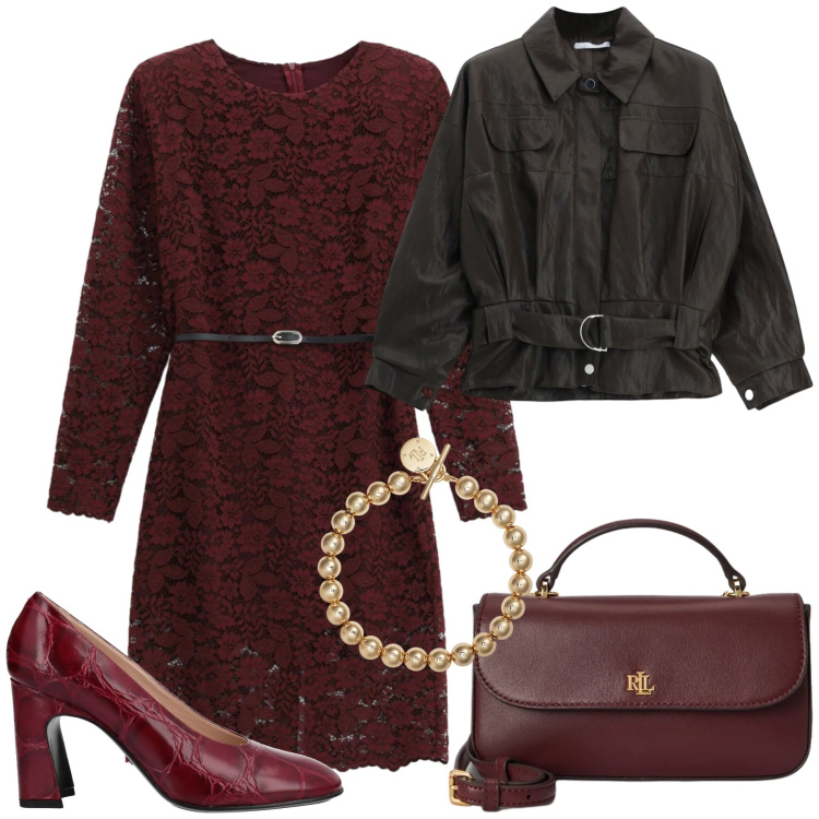 Outfit donna - Total look #2487589. Stile Chic per Serata fuori. Abbinamento con vestiti midi/longuette, bomber, borse a mano, braccialetti, décolleté.