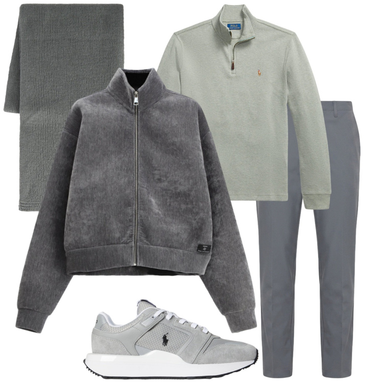 Outfit uomo - Sfumature. Stile Urban per Tutti i giorni. Abbinamento con pantaloni, sciarpe, bomber, pullovers, sneakers.