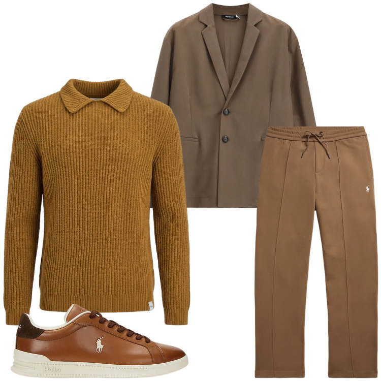 Outfit uomo - Total look #2487616. Stile Casual per Ufficio. Abbinamento con maglieria, giacche, sneakers, pantaloni.