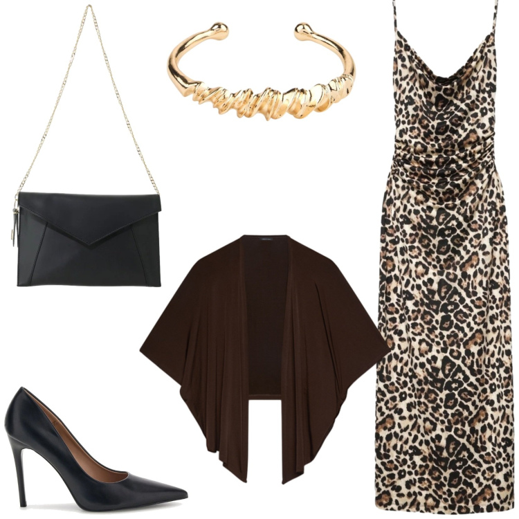 Outfit donna - Total look #2487625. Stile Glamour per Serata fuori. Abbinamento con borse a tracolla, blazer, vestiti lunghi, décolleté, braccialetti.