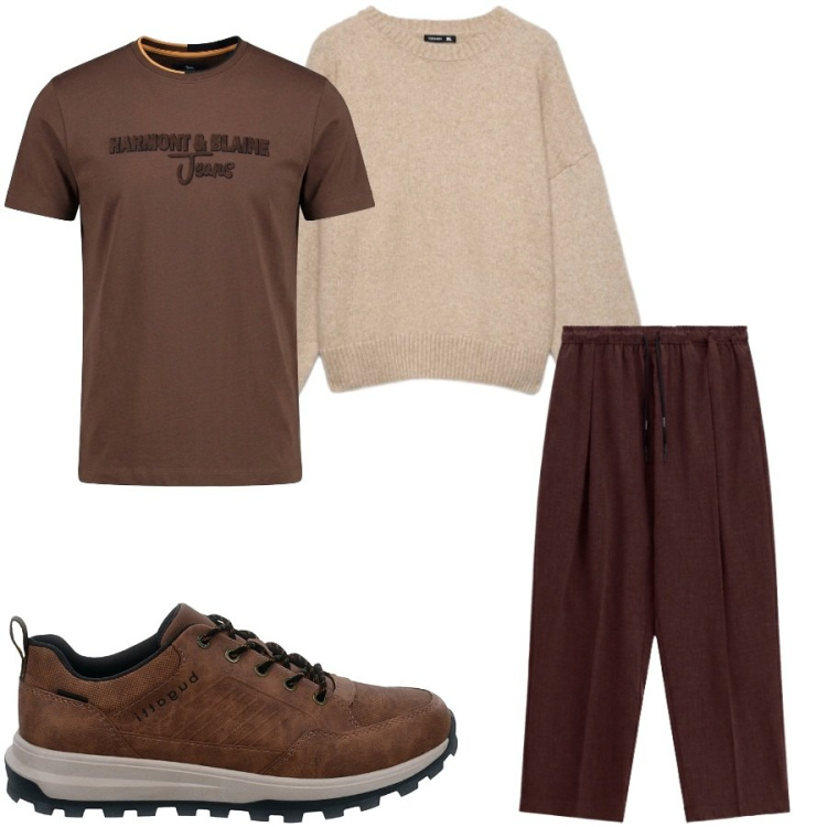 Outfit uomo - Total look #2487639. Stile Casual per Tutti i giorni. Abbinamento con t-shirt, pantaloni, maglieria, sneakers.