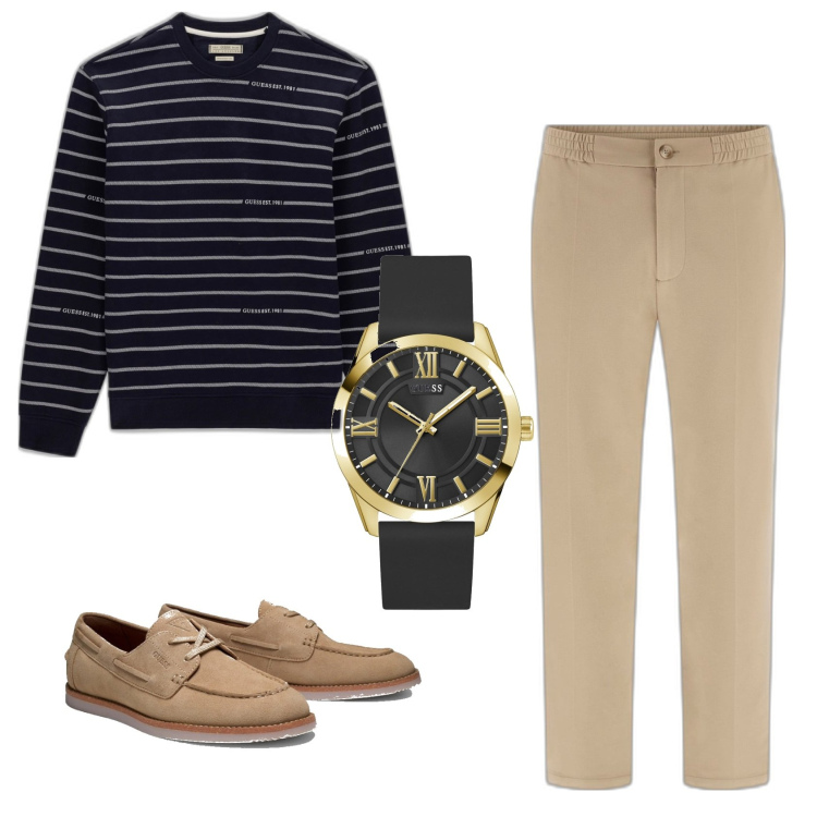 Outfit hombre - Urban style. Estilo Urban para Oficina. Combinación con sudaderas, pantalones, relojes analógicos, zapatos con cordones.