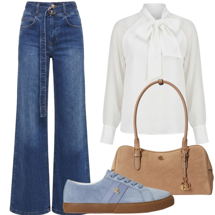 Outfit donna - Perfetta in un attimo. Stile Sporty chic per Tutti i giorni. Abbinamento con sneakers, borse a mano, jeans, bluse.