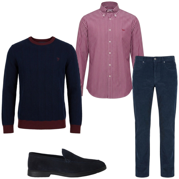 Outfit uomo - Total look #2487713. Stile Trendy per Tutti i giorni. Abbinamento con camicie, scarpe stringate, pantaloni, maglieria.