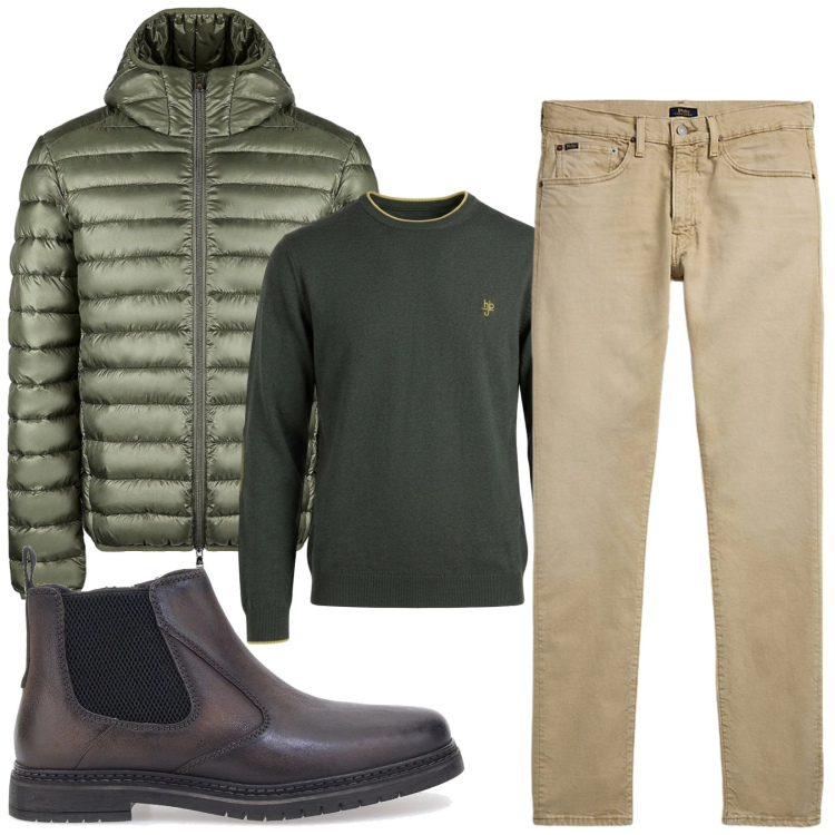 Outfit uomo - Total look #2487720. Stile Trendy per Serata speciale. Abbinamento con maglieria, jeans, giacche, stivali e stivaletti.