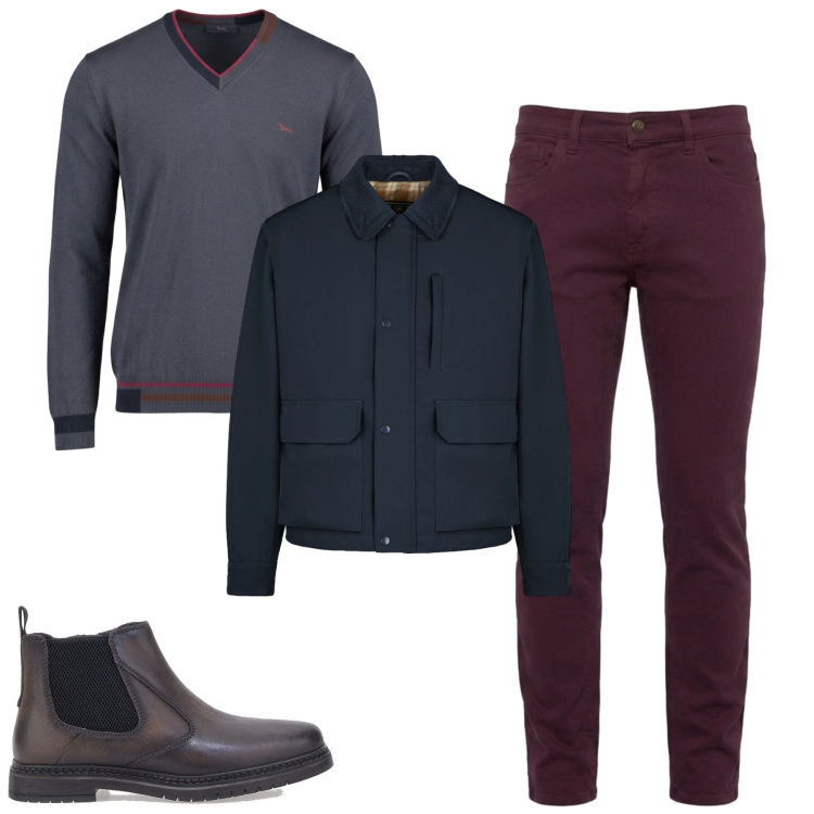 Outfit uomo - City. Stile Urban per Tutti i giorni. Abbinamento con pantaloni, maglieria, piumini, stivali e stivaletti.