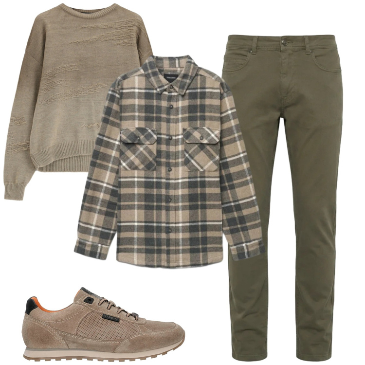 Outfit uomo - City. Stile Casual per Tutti i giorni. Abbinamento con pantaloni, maglieria, camicie, sneakers.