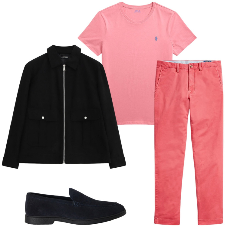 Outfit uomo - Total look #2487730. Stile Trendy per Tutti i giorni. Abbinamento con cappotti, scarpe stringate, pantaloni, t-shirt.