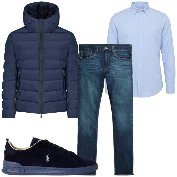 Outfit uomo - Total look #2487731. Stile Trendy per Tutti i giorni. Abbinamento con camicie, jeans, sneakers, bomber.
