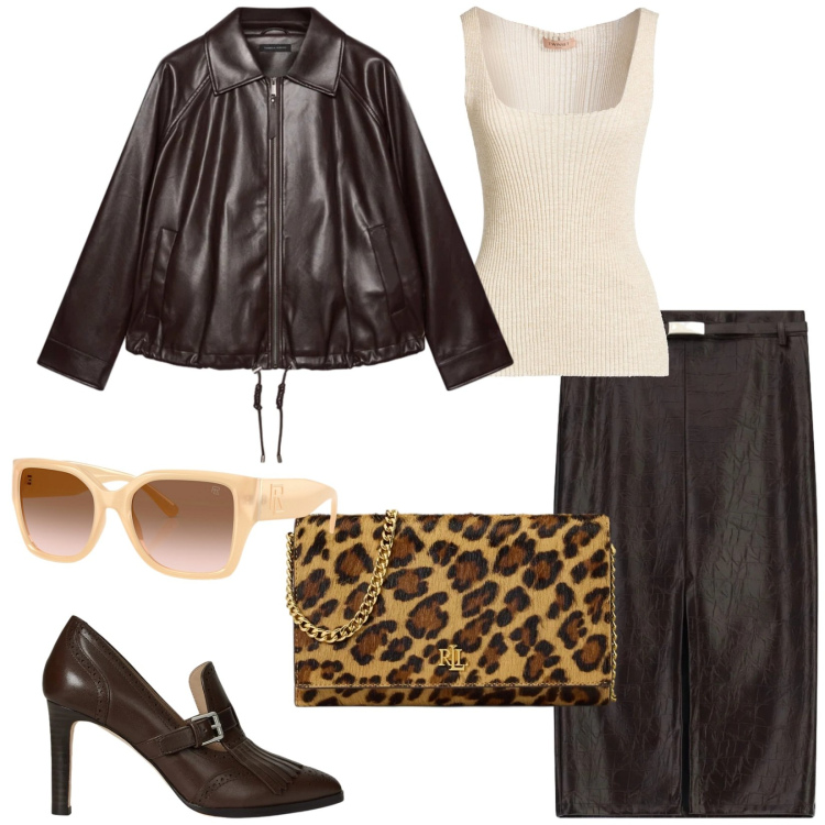 Outfit donna - Total look #2487747. Stile Glamour per Serata fuori. Abbinamento con gonne longuette, giacche, occhiali da sole, borse a tracolla, décolleté, top.