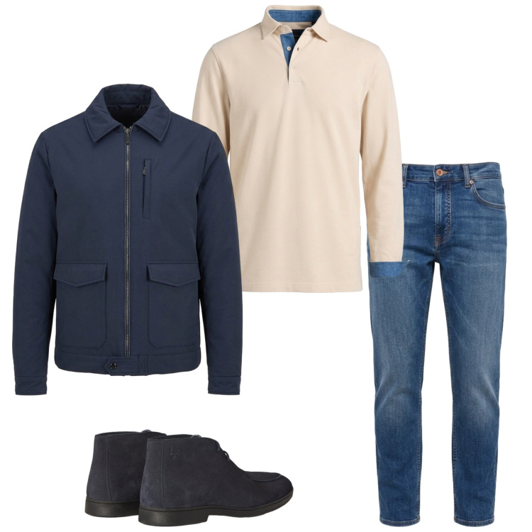 Outfit uomo - Harmont & Blaine. Stile Urban per Ufficio. Abbinamento con jeans, polo, stivali e stivaletti, giacche.