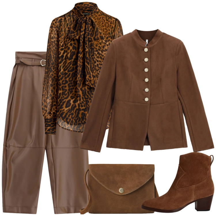 Outfit donna - Nulla da aggiungere. Stile Casual chic per Serata fuori. Abbinamento con pantaloni, blazer, bluse, stivaletti, borse a tracolla.