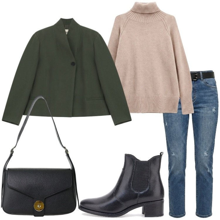 Outfit donna - Gilmore Style: autumn edition. Stile Casual per Tutti i giorni. Abbinamento con pullovers, borse a spalla, blazer, jeans, stivaletti chelsea.