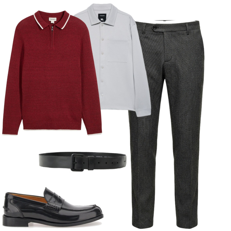 Outfit uomo - City. Stile Urban per Tutti i giorni. Abbinamento con cinture, pantaloni, camicie, scarpe stringate, maglieria.